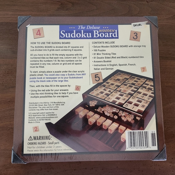 Deluxe Wooden Sudoku Board - Brown - Picture 2 of 2